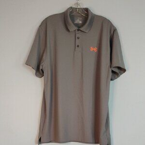Under Armour Gray and Orange Performance Polo Shirt Heat Gear Classic Design XL